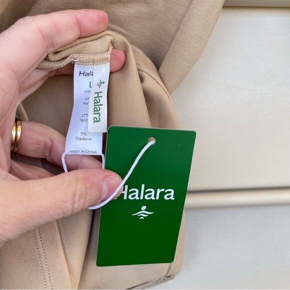 NWT Halara Round Neck Rayon Blend Long Sleeve Invisible Zipper Split Hem Dress - Picture 4 of 8